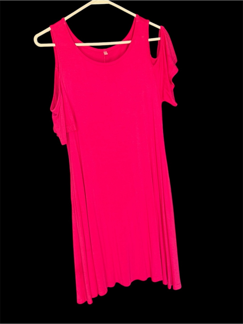 Women's Cold-Shoulder Midi Dress - Hot Pink